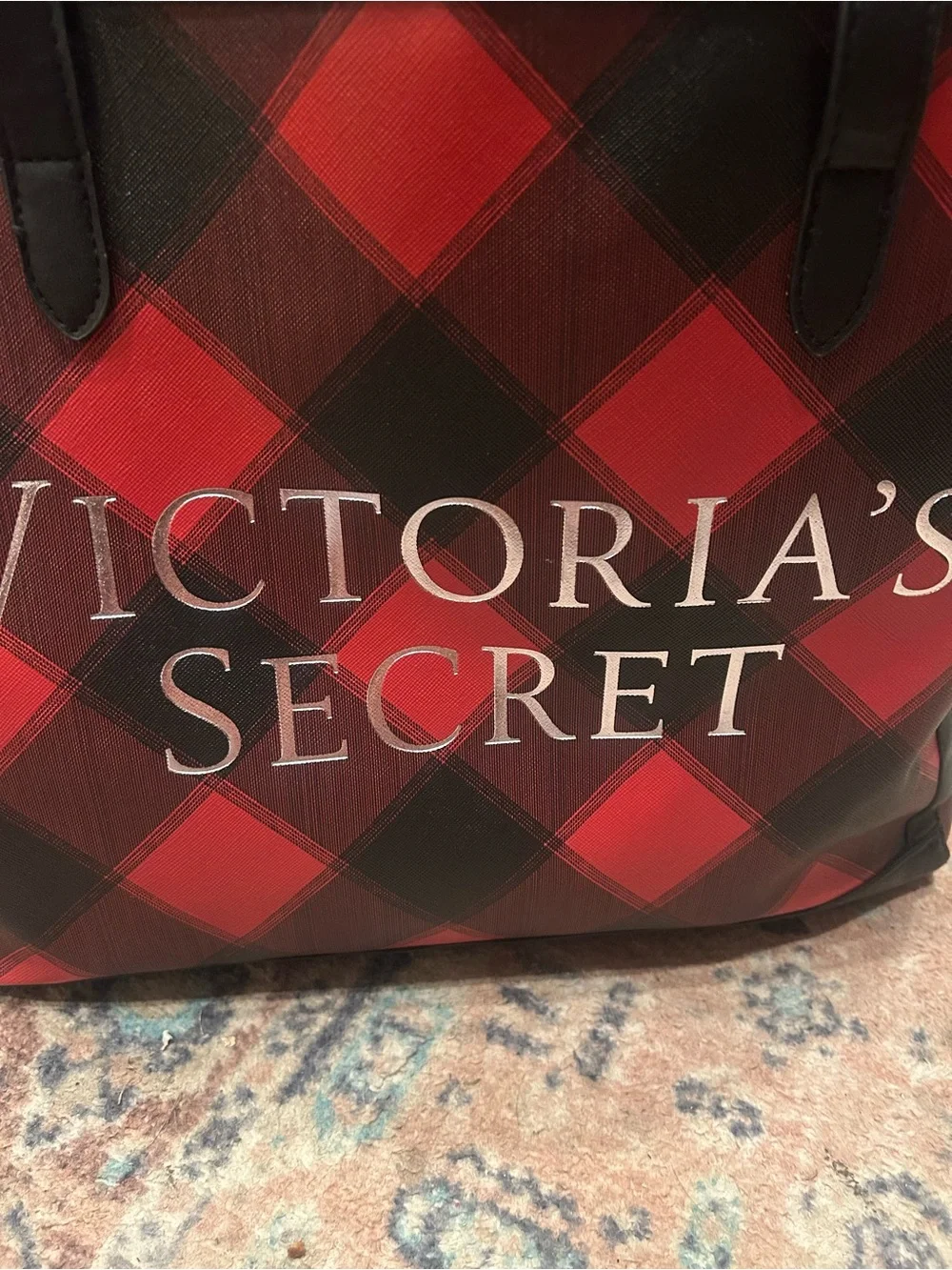 Victoria's Secret Red and Black Plaid Tote
